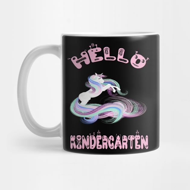 Hello Kindergarten Colorful Unicorn Back-To-School Preschool Design by familycuteycom